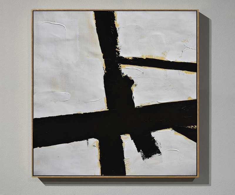 Extra Large 72" Acrylic Painting,Handmade Minimal Art Palette Knife Canvas Painting, Black White Beige - Abstract Art Decor Large Canvas Painting
